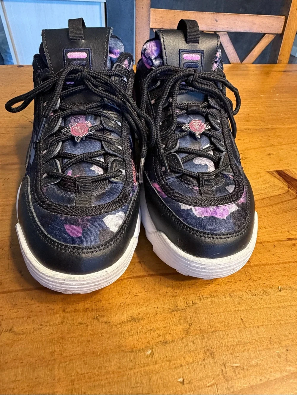 Fila Disruptor Floral Accent Women's Sneakers - Black/Purple Sz 8
